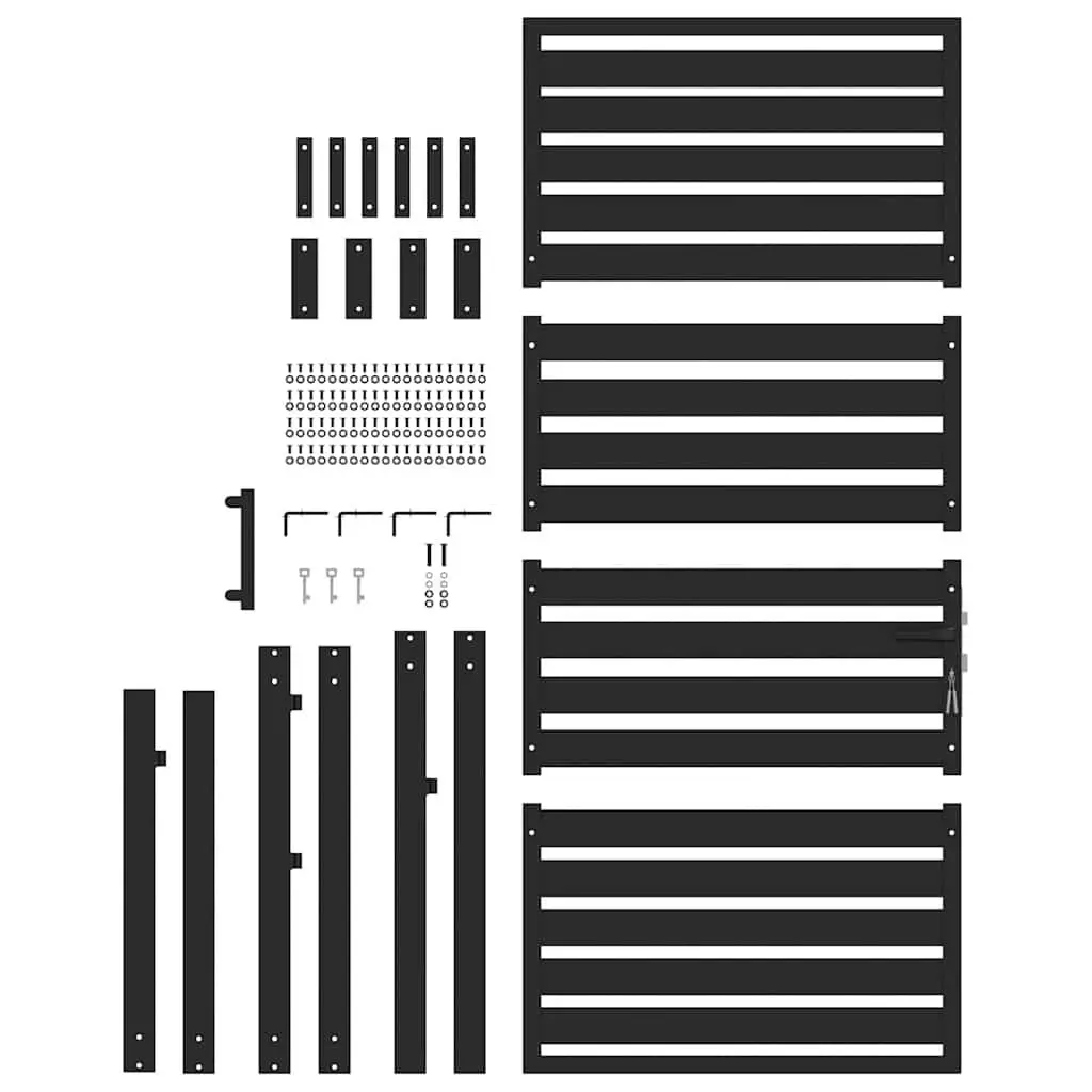Garden Gate Lockable Aluminium 100x180cm Black Weather Resistant Security Fence