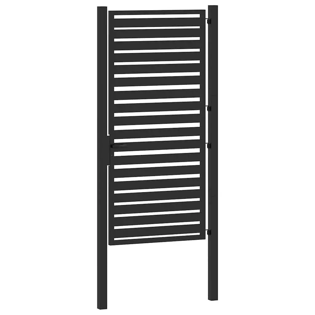 Garden Gate Lockable Aluminium 100x180cm Black Weather Resistant Security Fence