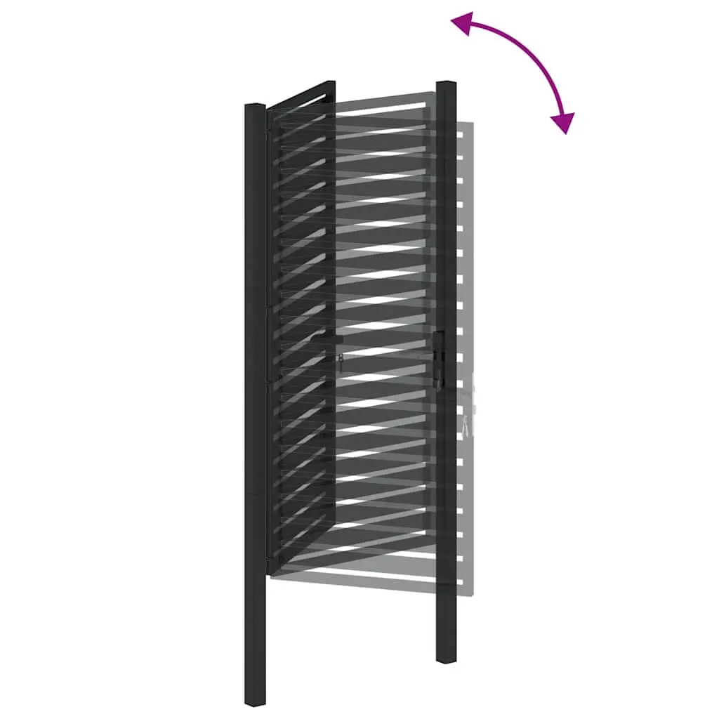 Garden Gate Lockable Aluminium 100x180cm Black Weather Resistant Security Fence