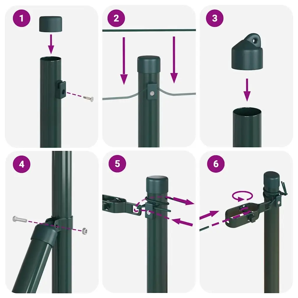 Fence Posts Green Steel Embedded 7 Piece Garden Boundary Markers Outdoor