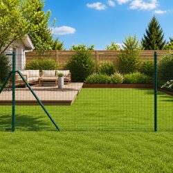 Fence Post 7pcs Green Powder-Coated Steel Embedded Garden Outdoor Barrier