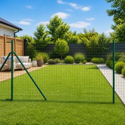 Embedded Fence Post 13 pcs Green Powder-Coated Steel Garden Terrace Boundary