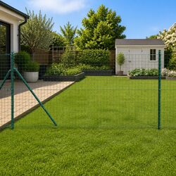 Fence Post 7 pcs Green Powder-Coated Steel Garden Terrace Outdoor Barrier