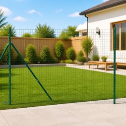 Fence Post 13 Pieces Green Powder-Coated Steel Garden Terrace Boundary Markers
