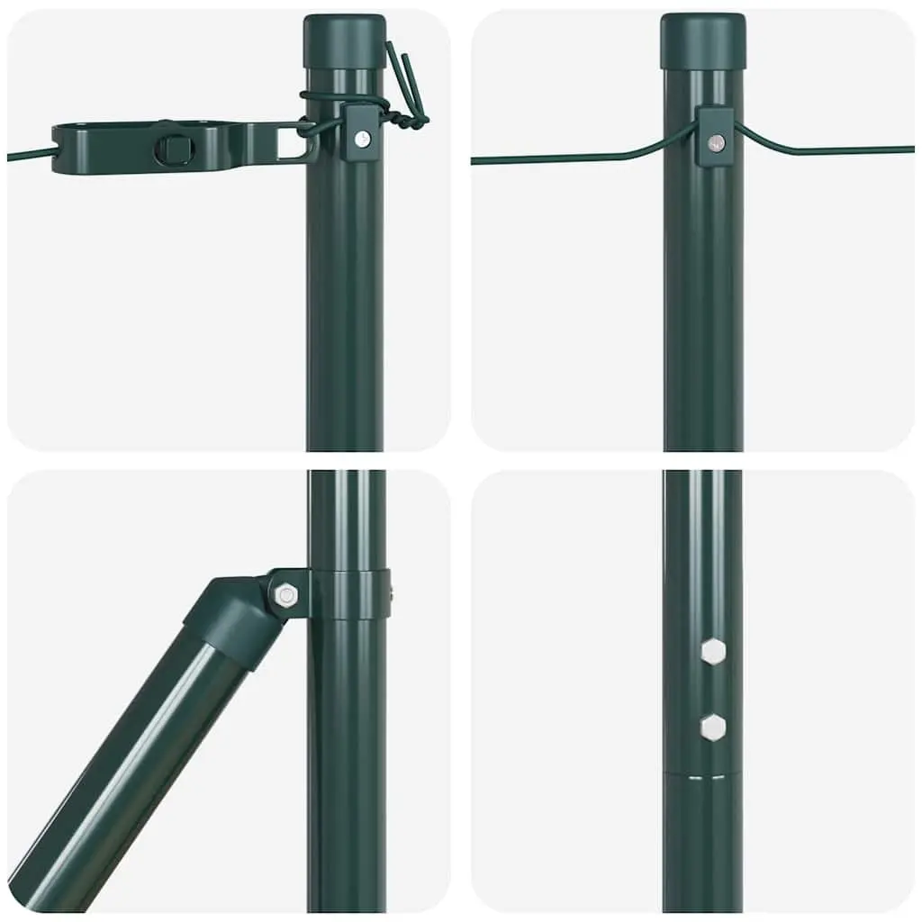 Embedded Fence Post Powder-Coated Steel 7 Piece Green Garden Terrace Boundary