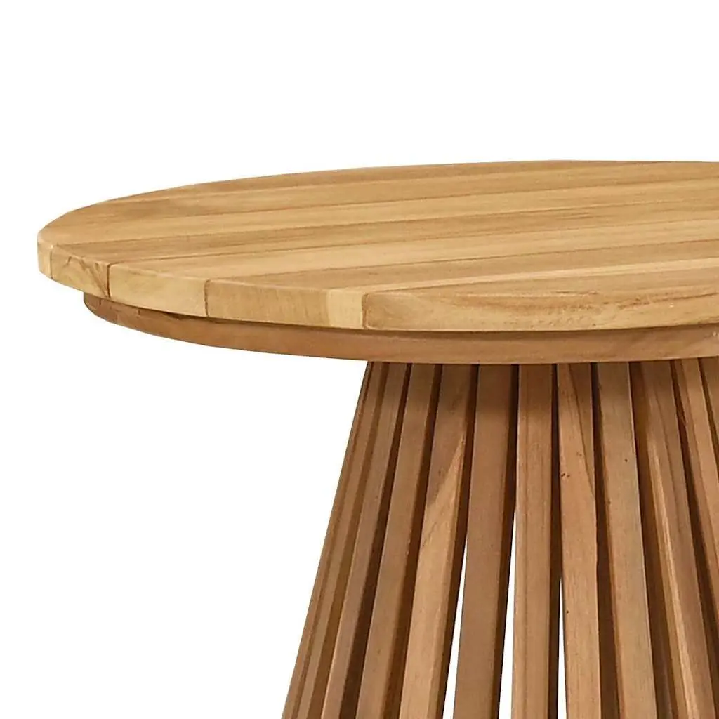 Outdoor Side Table Solid Teak Wood Brown Round 50x50x49.5cm