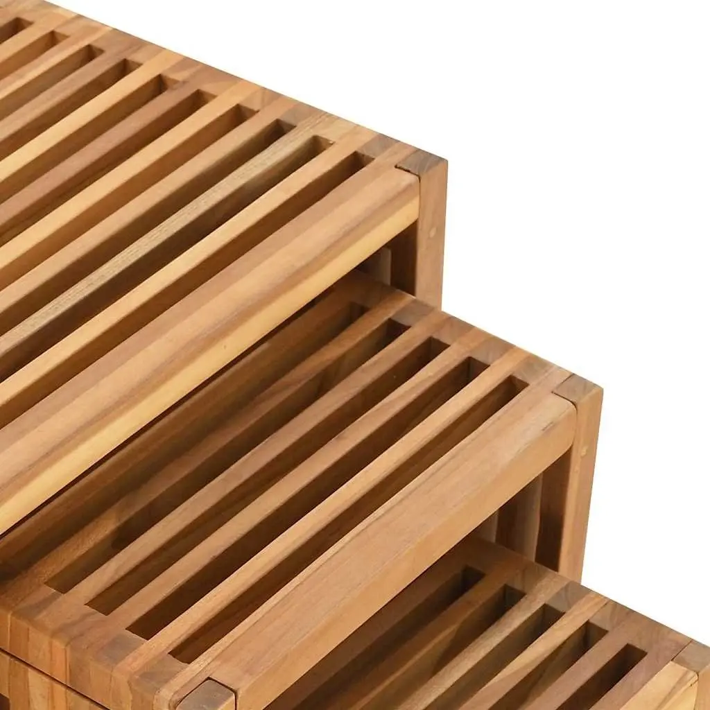 Garden Side Table Solid Teak Wood Modern 33x44.5x51cm Brown
