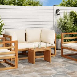 Garden Side Table Brown Solid Teak Wood Outdoor Furniture 50x32.5x35cm