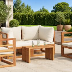 Garden Side Table Outdoor Furniture Teak Wood Brown Modern Patio Terrace 70cm