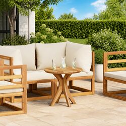 Outdoor Side Table Brown Solid Teak Wood Garden Patio Furniture 55x55x51cm