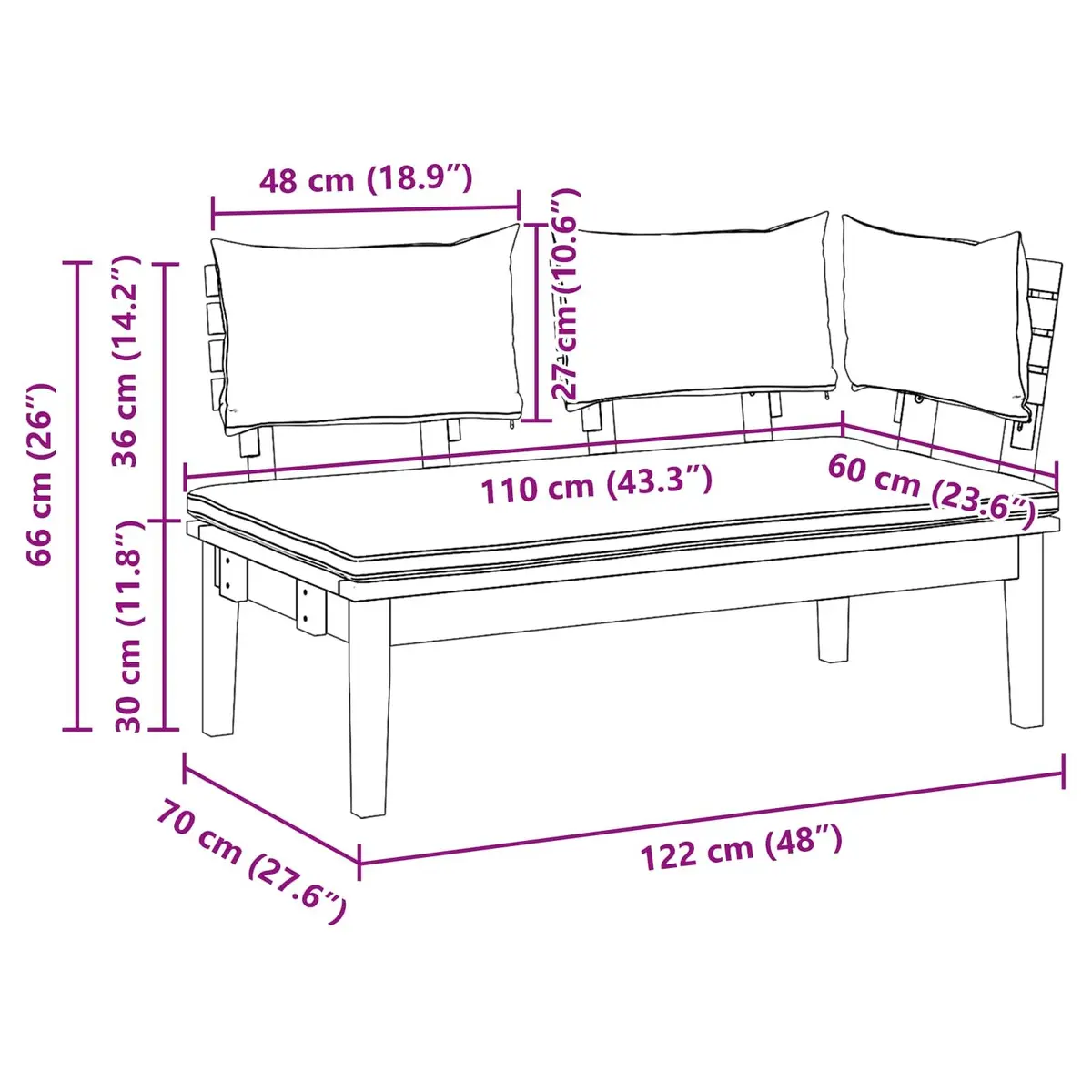 Garden Bench and Table Set 2 Pieces Outdoor Furniture Patio Teak Wood Grey