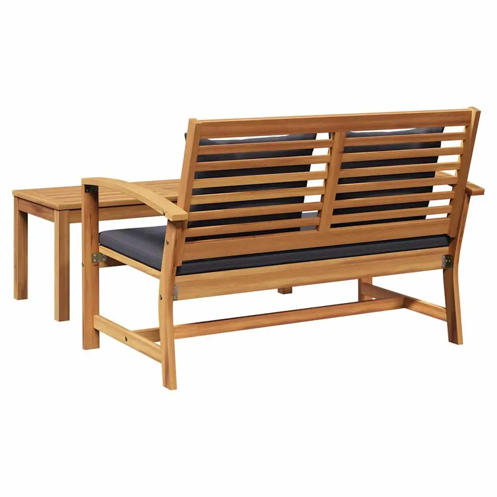 Outdoor Bench Solid Teak Wood Brown Dark Grey Rustic Rectangular Garden Patio Furniture