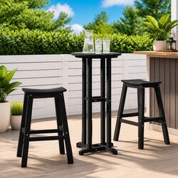 Bar Stools 2 Pieces Black Outdoor Garden Seating Contemporary Design