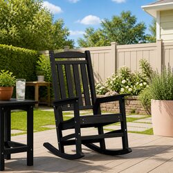 Garden Rocking Chair Black Outdoor Seating Terrace Patio Furniture Relaxation