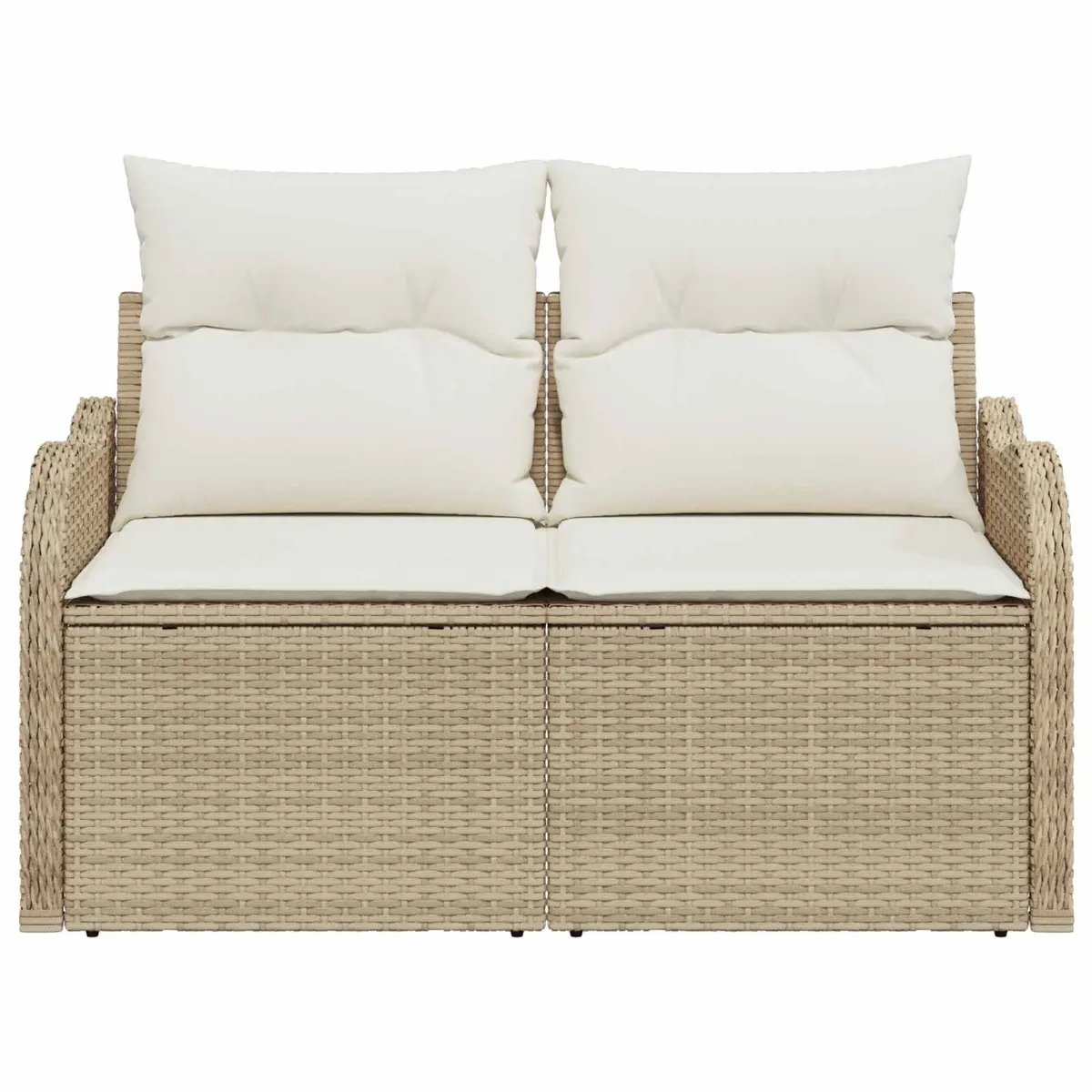 Outdoor Garden Sofa Poly Rattan Cushion Beige 121x62x69cm