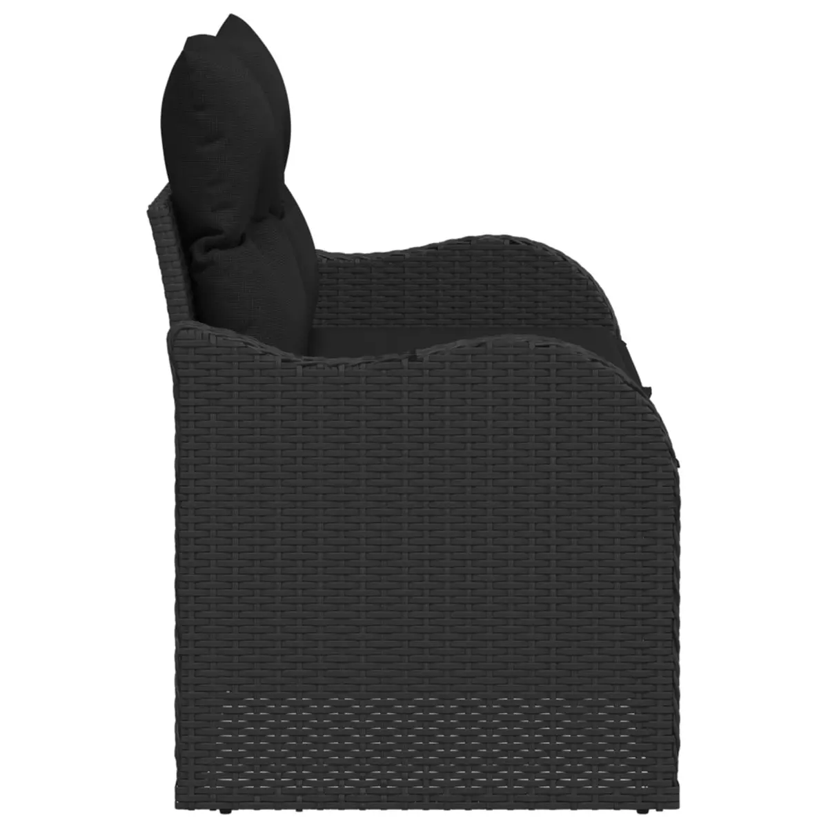 Outdoor Garden Sofa Cushioned Black Poly Rattan Patio Furniture