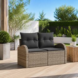 Garden Sofa Outdoor Seating Grey Poly Rattan Modern Lounge Patio Furniture