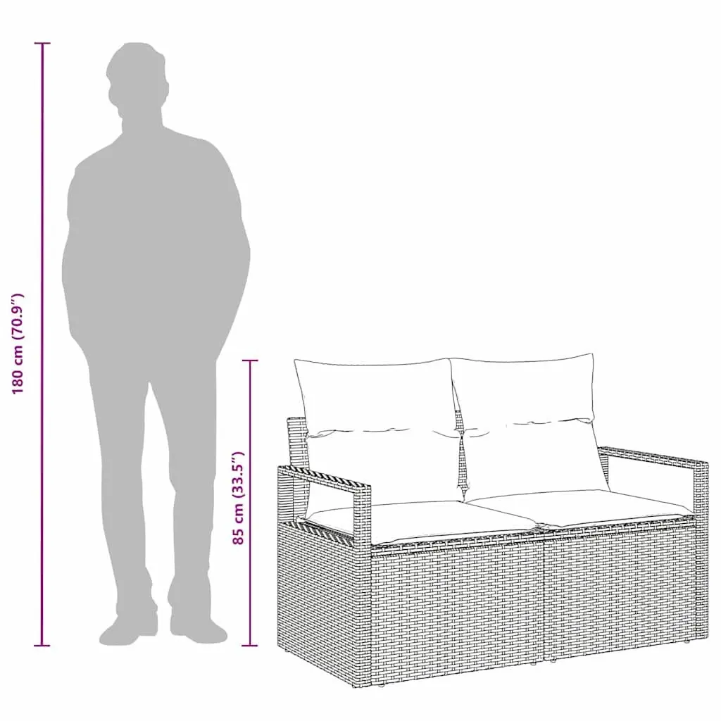 Garden Sofa Modular Outdoor Seating Poly Rattan Grey 120x62x69cm