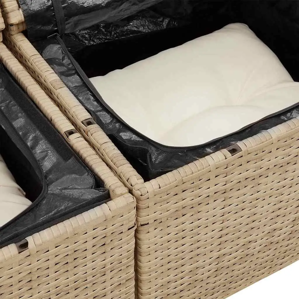 Outdoor Garden Sofa Modular Seating Lounge Couch with Cushions Weather-resistant Poly Rattan Beige
