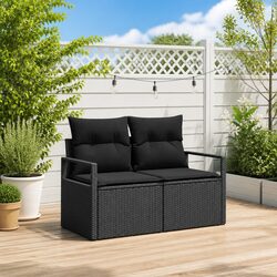 Outdoor Garden Sofa Poly Rattan Black Lounge Seating Patio Furniture with