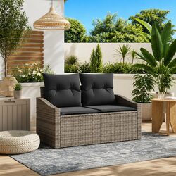 Outdoor Garden Sofa Modular Poly Rattan Grey Patio Seating Furniture 123x62x69cm