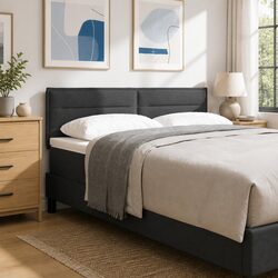 Headboard Dark Grey 144cm Modern Height-Adjustable Bedroom Furniture Padded