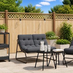 Outdoor Chairs Black Powder-Coated Steel Garden Seating Patio Terrace Furniture