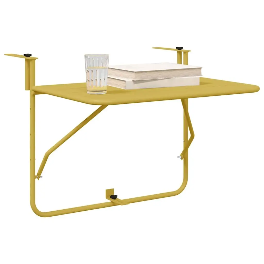 Hanging Balcony Table Foldable Steel 60 x 39 cm Gold