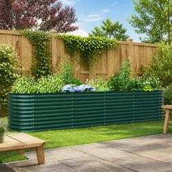 Raised Garden Bed Steel Green Outdoor Planter Box 400x80x81cm Modern Minimalist