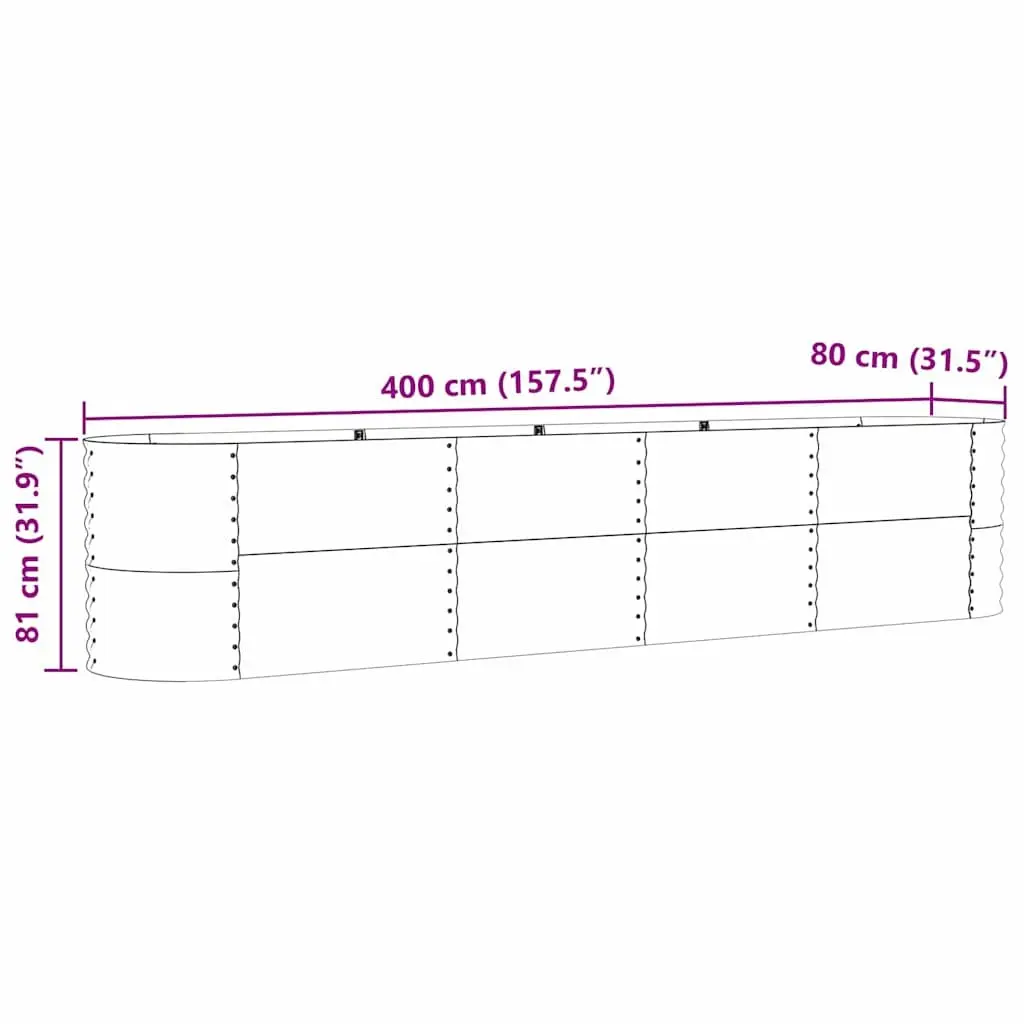 Raised Garden Bed Steel Green Modern Minimalist 400x80x81cm