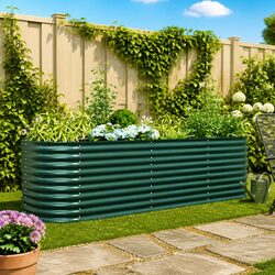 Raised Bed Garden Planter 320x80x81cm Steel Outdoor Minimalist Modern Design