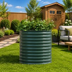 Raised Bed Planter 80 x 80 x 81 cm Green Steel Garden Outdoor Vegetable Herbs