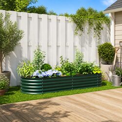 Raised Bed Garden Planter 240 x 80 x 44 cm Green Steel Outdoor Gardening Box
