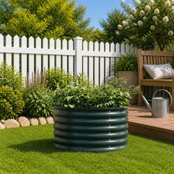 Raised Bed Garden Planter Steel 80x80x44cm Green Outdoor Minimalist Design