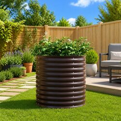 Raised Bed Garden Planter Steel Brown 80x80x81cm Outdoor Backyard Gardening