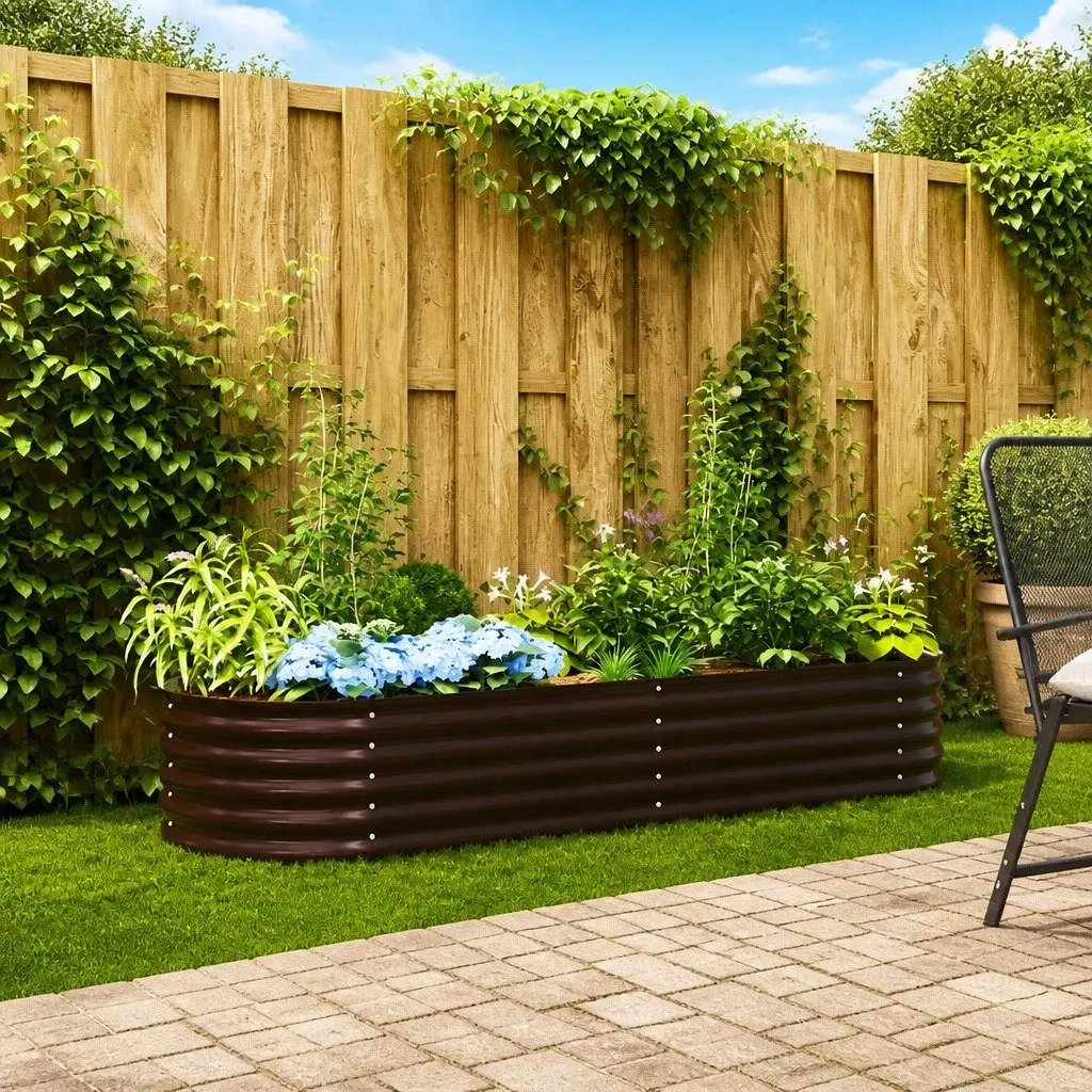 Raised Garden Bed Steel Modern Minimalist 240x80x44cm Brown