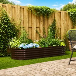 Raised Garden Bed 240x80x44cm Steel Outdoor Planter Brown Modern Minimalist