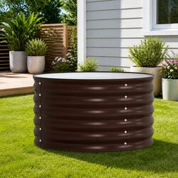 Raised Garden Bed 80x80x44cm Brown Steel Outdoor Planter Box Modern Design