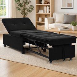 Sofa Bed Black 194 x 67 x 82 cm Convertible Lounge Modern Living Room Furniture