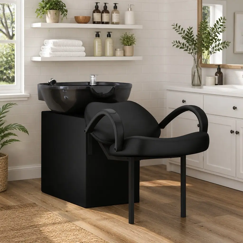 Shampoo Chair Height Adjustable Black Salon Beauty Furniture