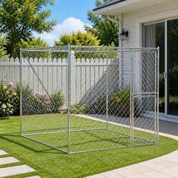 Dog Cage Silver 200x200x200cm Galvanised Steel Outdoor Kennel Large Breed Pet