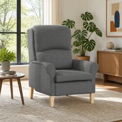 Armchair Grey Fabric Modern Contemporary Living Room Seating Lounge Chair