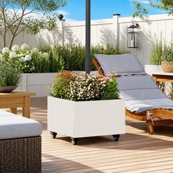 Parasol Base Manual White 45 x 45 x 45 cm Steel Outdoor Umbrella Stand