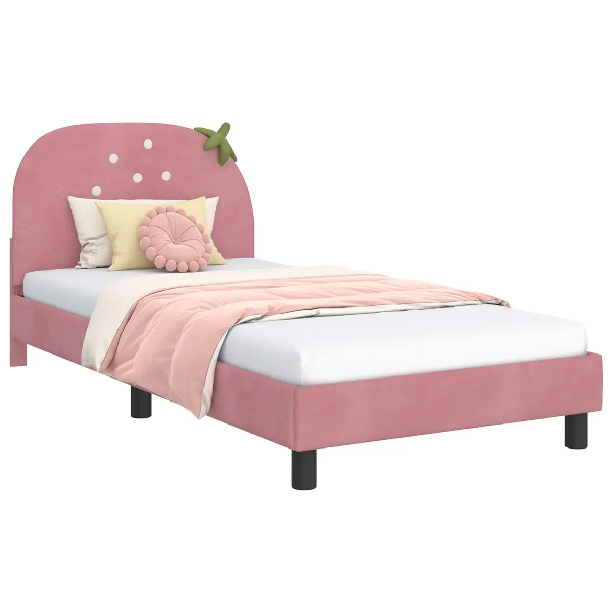 Kids Bed Frame with Headboard 90 x 190 cm Pink Velvet