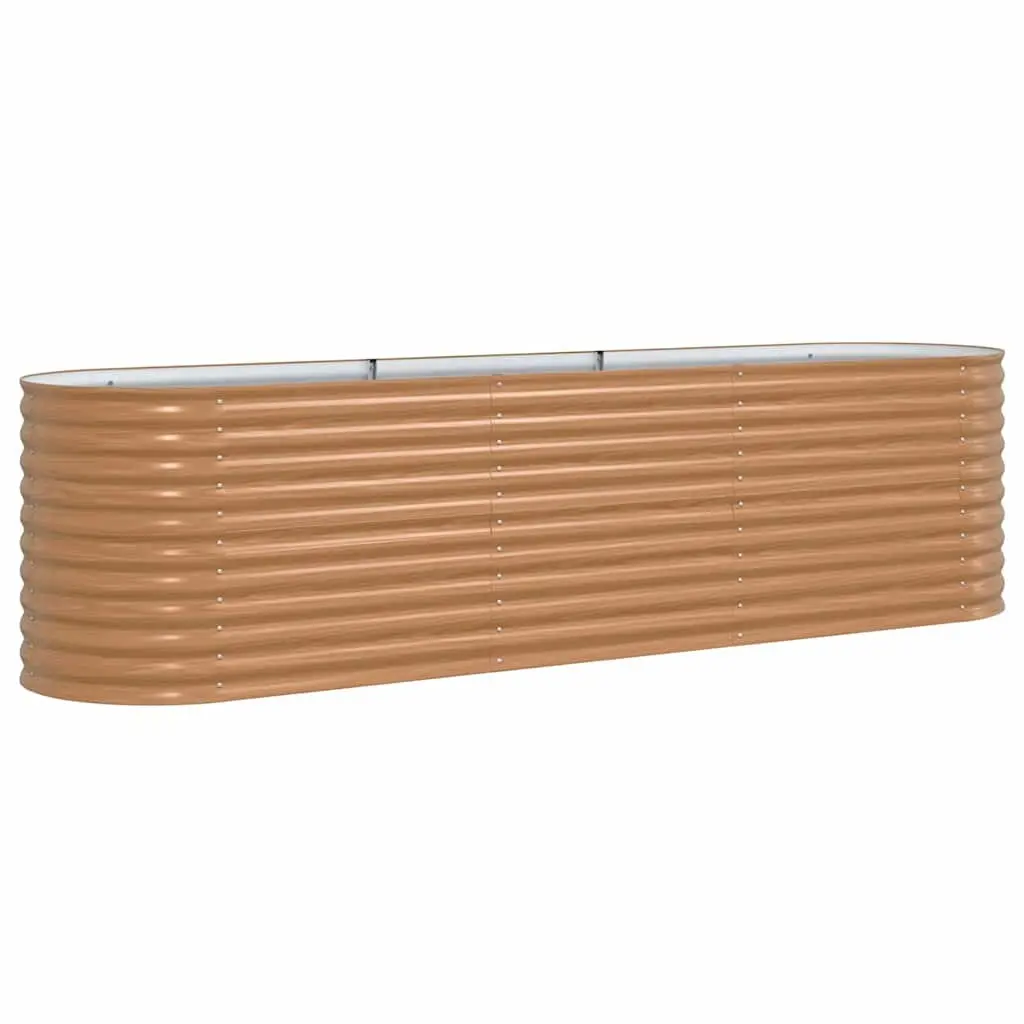Raised Garden Bed 320x80x81cm Brown Steel Outdoor Planter Box Modern Design
