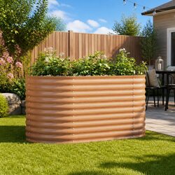 Raised Garden Bed 160x80x81cm Brown Steel Outdoor Planter Box Minimalist Design