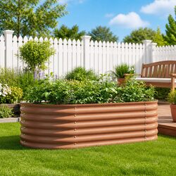 Raised Bed Garden Planter 160x80x44cm Steel Frame Outdoor Vegetables Flowers