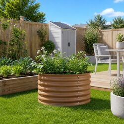 Raised Garden Bed Steel Frame Outdoor Planter 80x80x44cm Brown Modern Minimalist