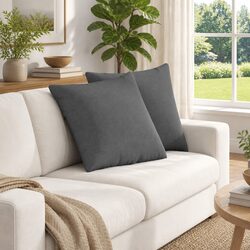 Dark Grey Sofa Pillows 50x50cm Indoor Cushions Soft Fabric Zipper Covers Set 2pc