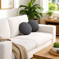 Seat Cushions 2 pcs Round Dark Grey 30cm Fabric Zipper Machine Washable Home